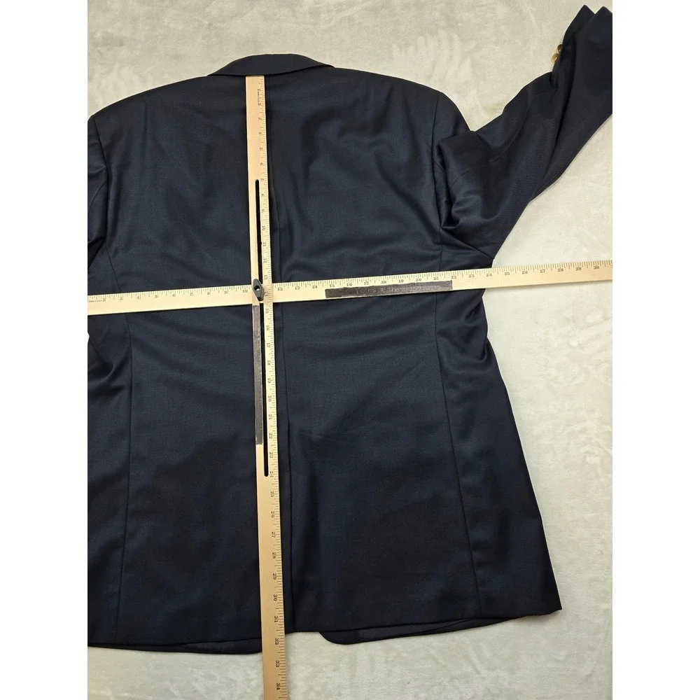 LRL Ralph Lauren Navy Blue Blazer Mens‎ 46R 100% Wool Gold Button Sport Coat